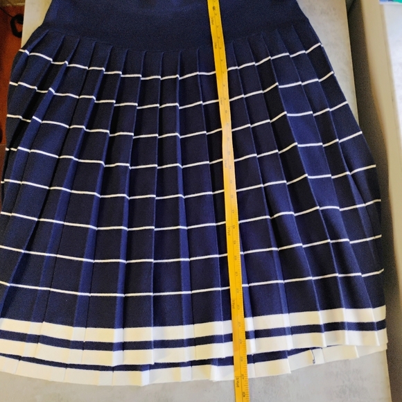 Talbots Pleated Nautical Striped Knit Short Skirt Navy Blue Preppy Plus Size 1X - Picture 7 of 9